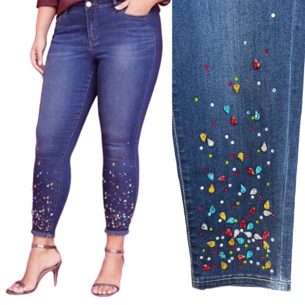 Lane Bryant Blue Embellished Women Jeans